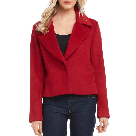 NWT Karen Kane Womens Size XL Red One-Button Wool Blend Blazer Jacket NEW - Picture 1 of 5
